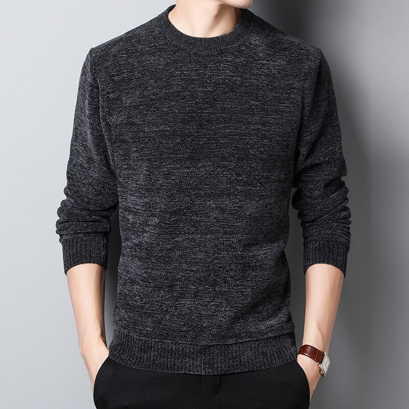 Tyk fløjl mærke trøjer mænd pullover varm slim fit trøjer strikning vinter koreansk stil casual mænd tøj: Grå / L