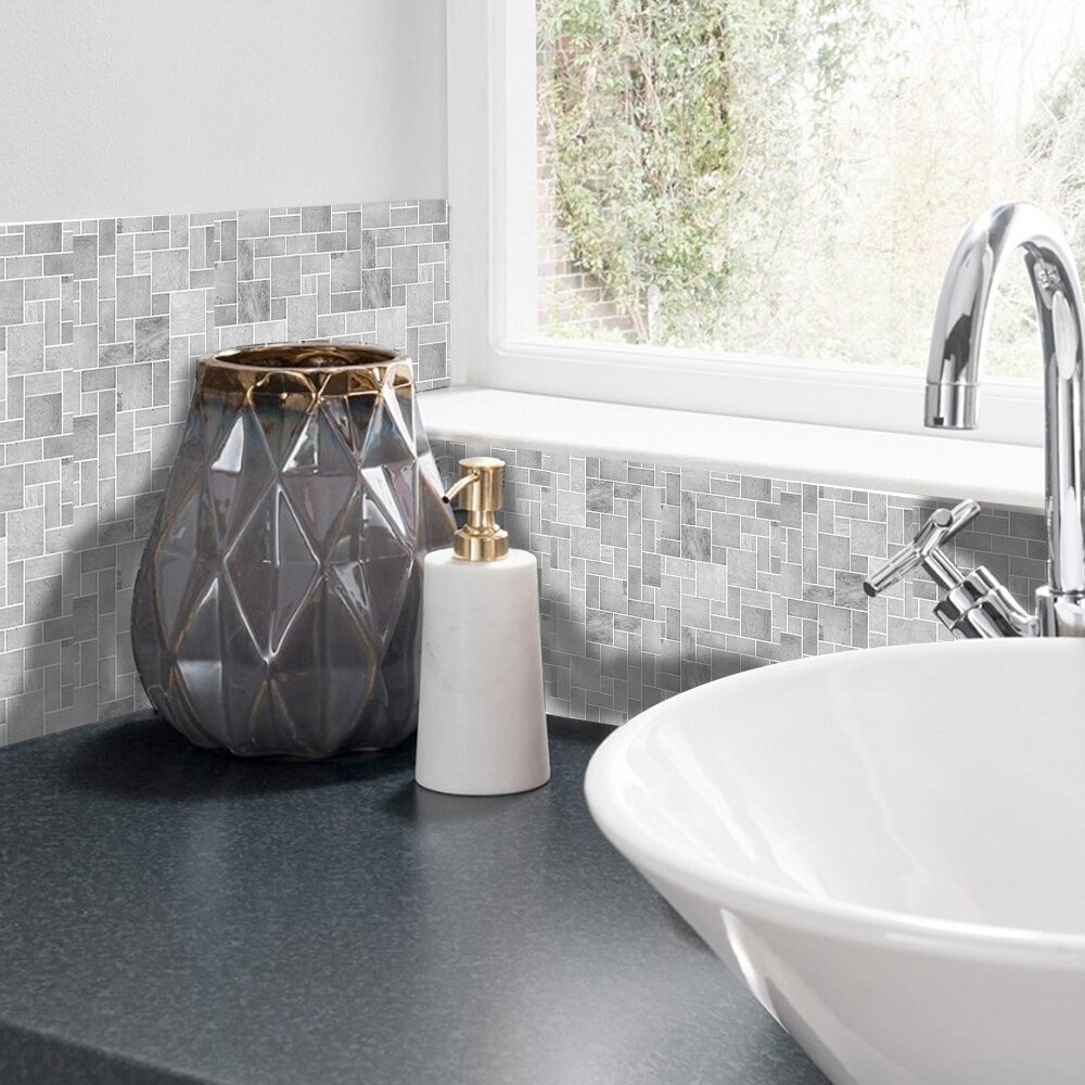 25 Stuks Mozaïek Pvc Zelfklevende Tegel Backsplash Muurstickers Vinyl Badkamer Keuken Home Decor Diy Waterdicht Behang