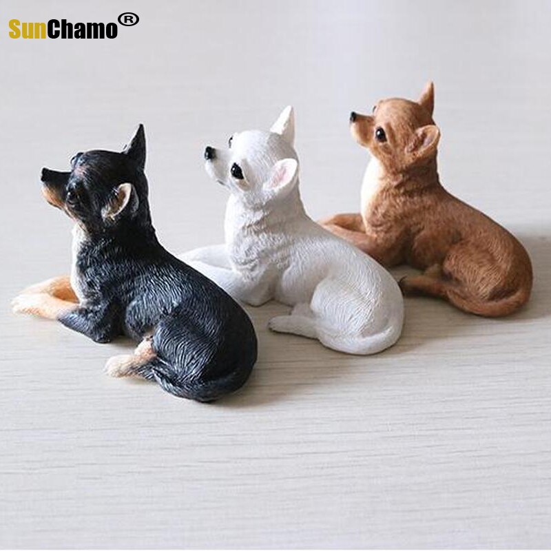Mini chihuahua hund model bil dekoration harpiks håndværk samling dekoration hjem indretning håndværk ornamenter
