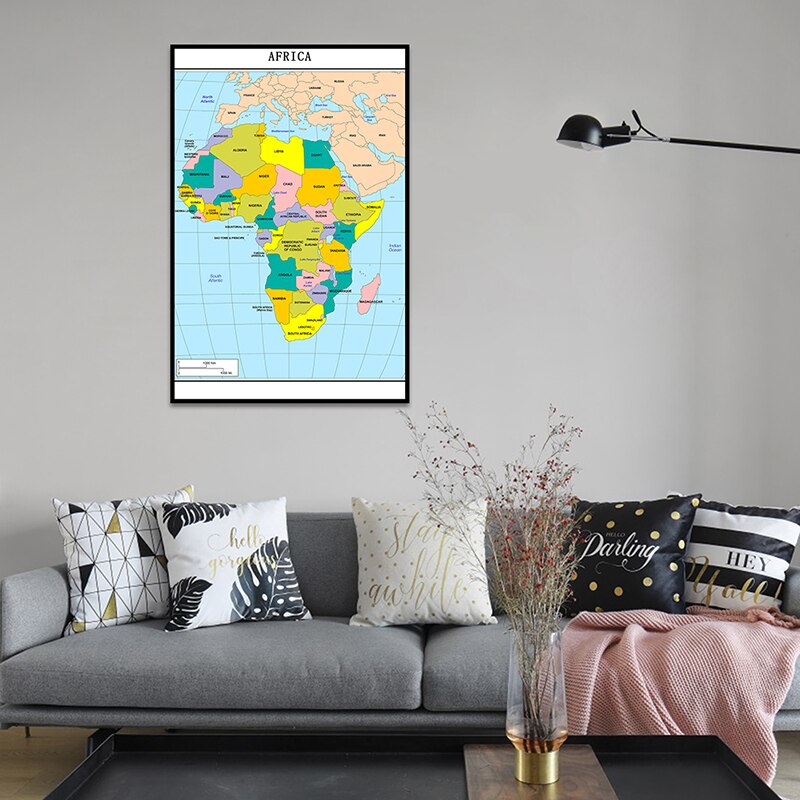 The World Political Map of Africa 59*84cm Wall Art Poster Canvas Painting Living Room Home Decoration School Supplies