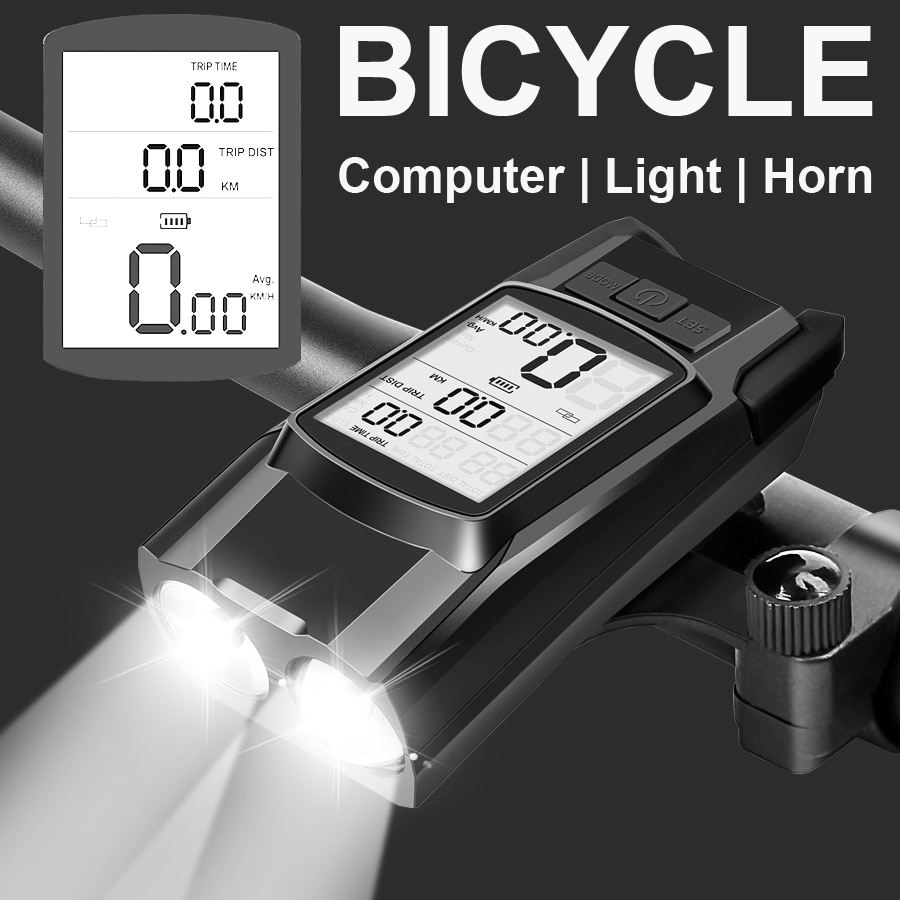 Ficklampa för cykel  t6 led cykeldatorhorn usb cykelljus fram 2 hållare vattentät cykelstrålkastare vägmätare tillbehör