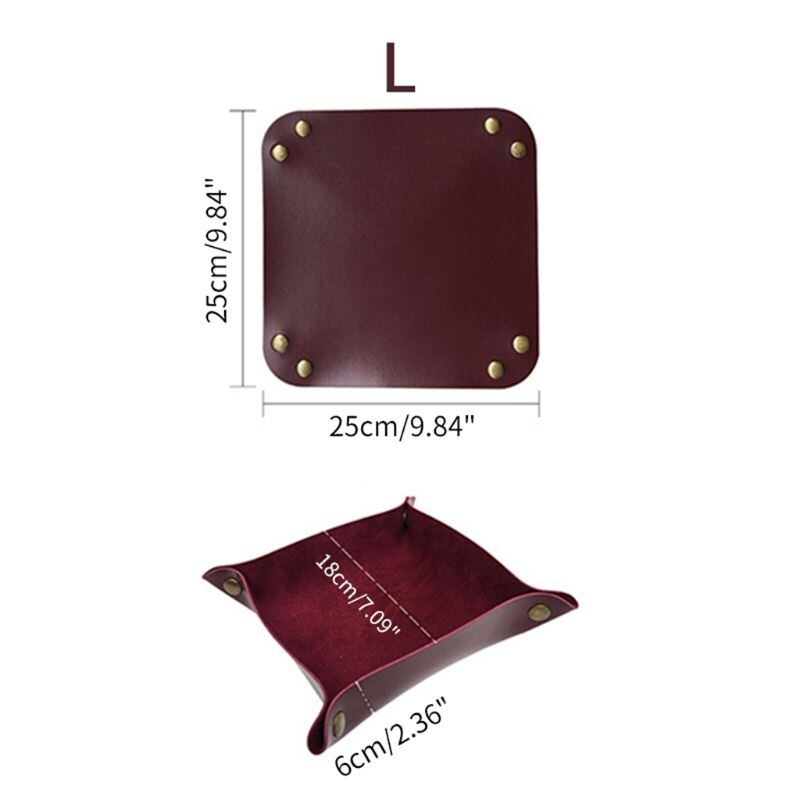 Leather DND Dice Tray Jewelry Key Wallet Coin Sundries Bins Desktop Storage Box