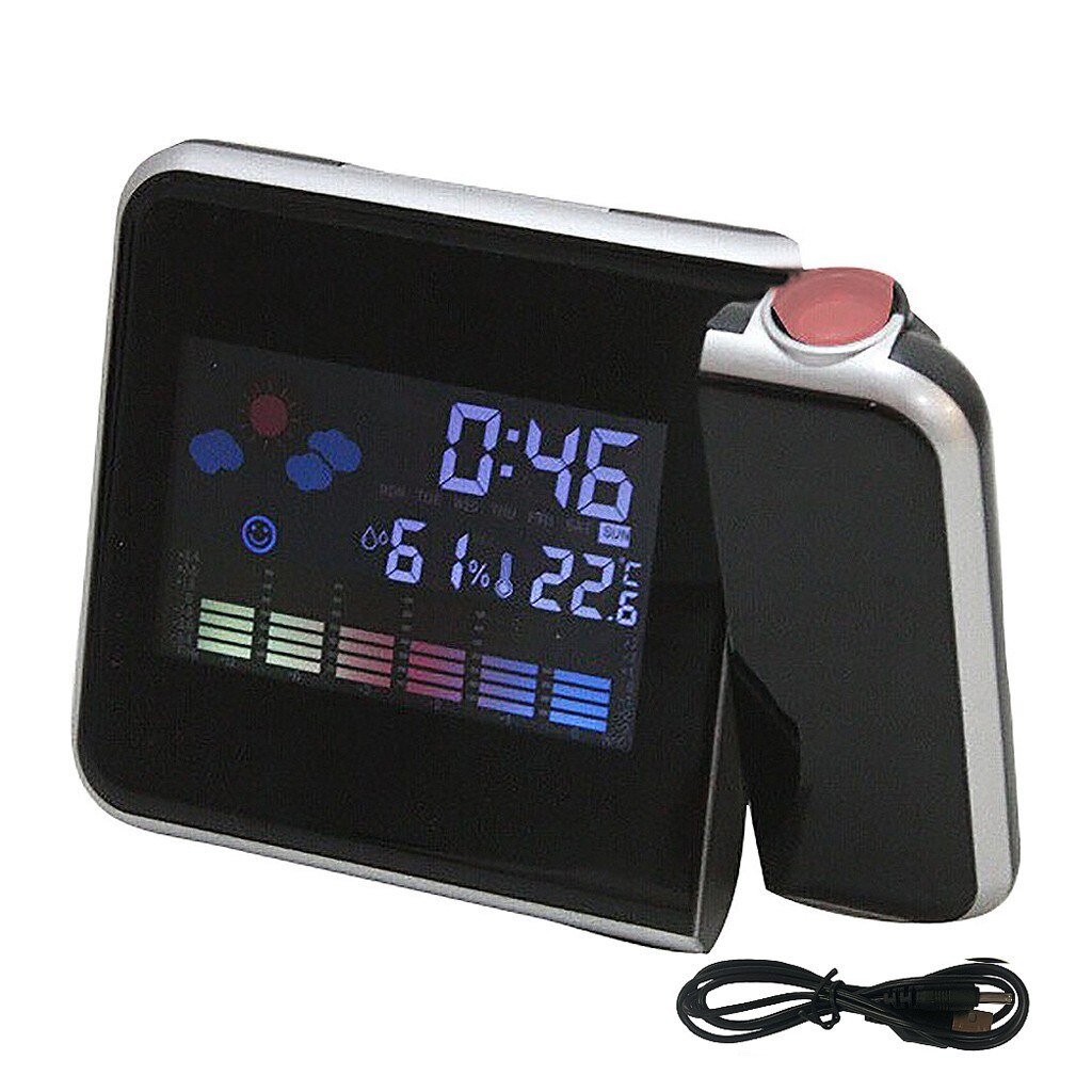 LED Digital Projection Clock Alarm Clock With Weather Station Thermometer Date Office supplies school stationery