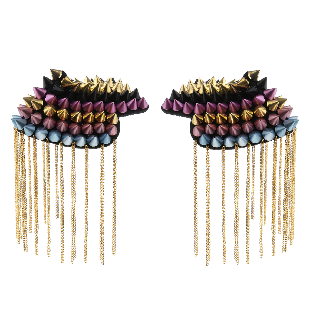 2 stück nietenquasten schulterstück brosche Emblem abzeichen epauletten kostüm