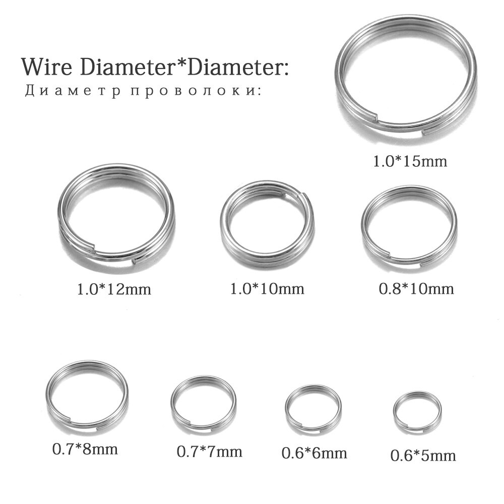 50/100pcs/lot 5-15 mm Stainless Steel Open Jump Split Rings Double Loops Connectors For DIY Keyring Jewelry Making Accessories