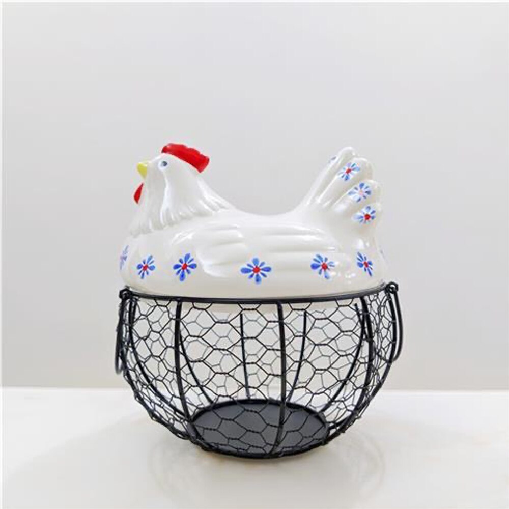 Egg Stand Ceramic Chicken Silk Egg Basket Fruit Basket Collection Ceramic Chicken Sprout Decoration Kitchen Storage: D