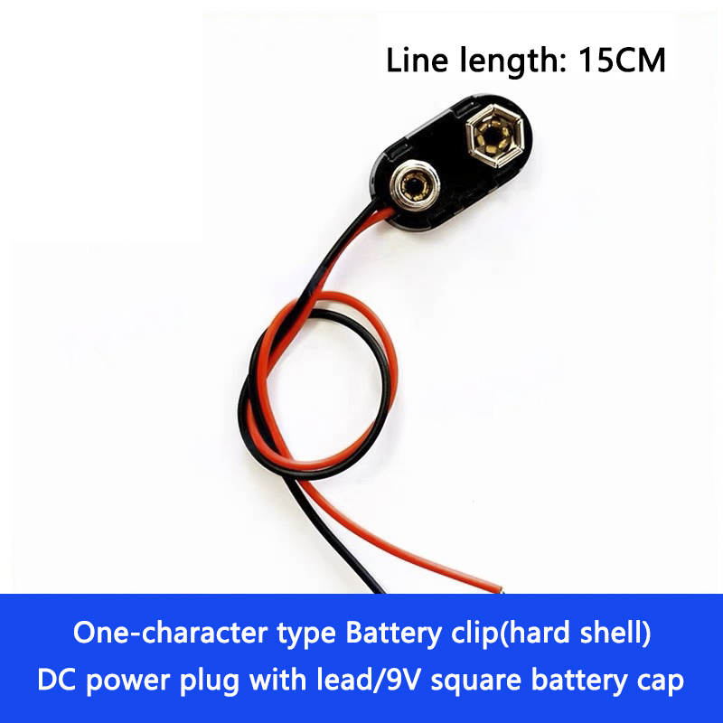 Conector de interfaz de botón de batería de 9V/con enchufe de alimentación CC de cable/tapa de batería cuadrada de 9V: JADE verde