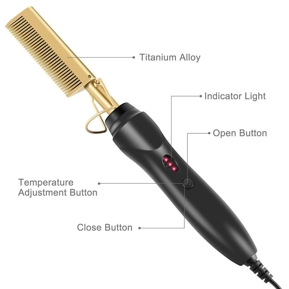 Elektrisk hårkam hårplattång hårrullare kam plattjärn plattång borste värme kam hår rak styler borste