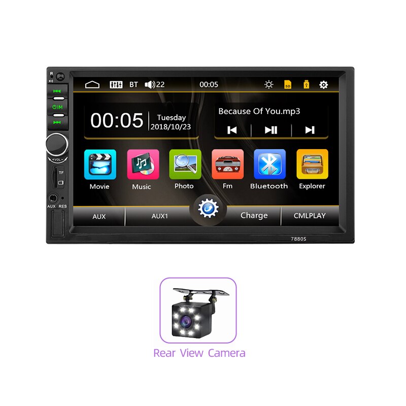 JMANCE Autoradio 2 Din Car Radio 7" Touch Screen Dash MP5 Bluetooth USB Car Digital Multimedia Player Rear View Camera: YELLOW