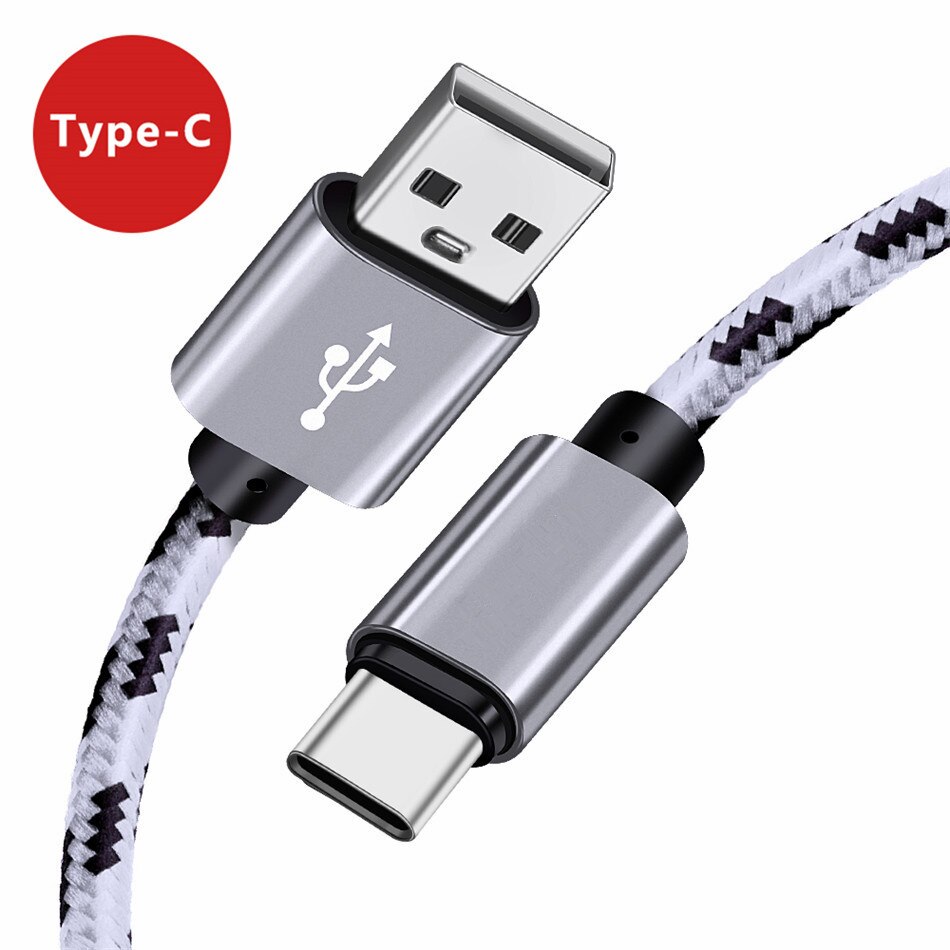 Für Samsung Galaxy Tab S5e Tab EINE 10,5 S10 A51 Hinweis 10 OnePlus 7 Ehre 20 9 2,1 EINE Schnelle ladegerät 3M Nylon Cord USB Typ C Daten Kabel: White / 300 CM