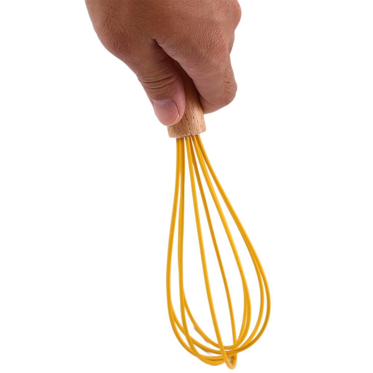 Batidor giratorio de madera de silicona Manual para huevos, mezclador Mini de plástico para cocina, batidor de huevos, herramienta para hornear, agitador de silicona respetuoso con el medio ambiente