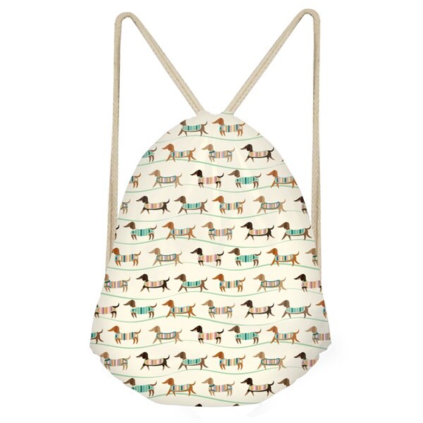 INSTANTARTS Drôle Chien Teckel Imprimé Cordons Sacs pour Adolescents Filles décontracté Softback Sac Sacs Grande Étudiants Sacs À Dos: 12