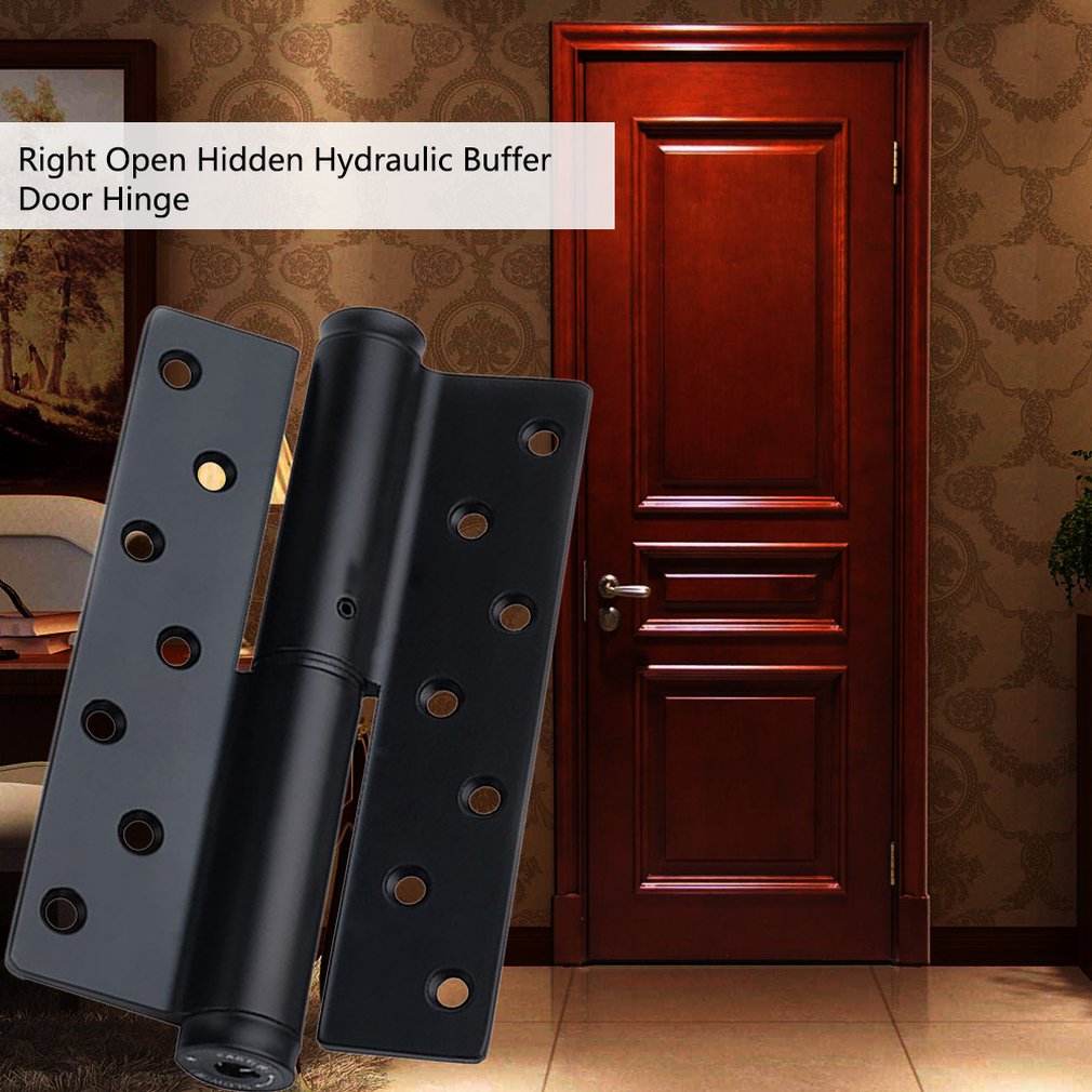 5Inch Stealth Door Automatic Door Closer Hinge Hydraulic Buffer Damping Spring Hinged Blind Door Self-Closing Page Right Open