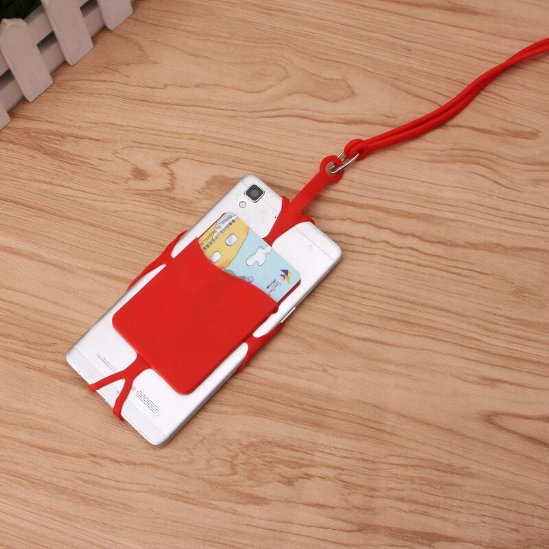 Cordón para celular estuche protector de silicona desmontable correa para el cuello con ranura para tarjeta de identificación