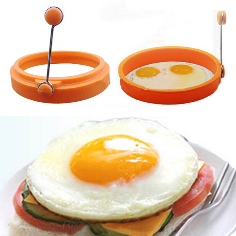 1 Pcs Dia 10cm Round Shape Silicone Fried Egg Mold Pancake Egg Rings Mould Cooking Egg Tools Random Color