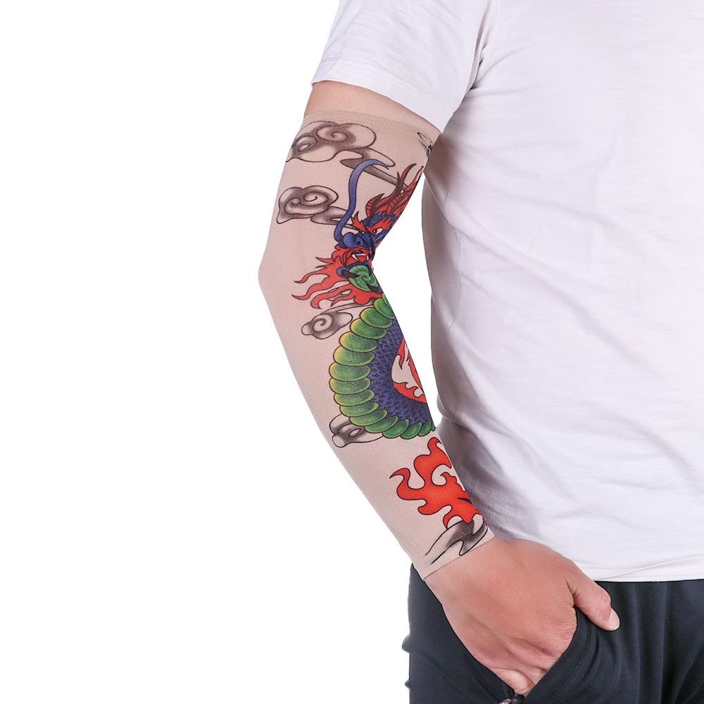 Tattoo Sleeve Arm Warmers Summer Print Mangas For Man Sleeve Seamless Summer Tattoo Stitched Outdoor Woman Riding Sleeve