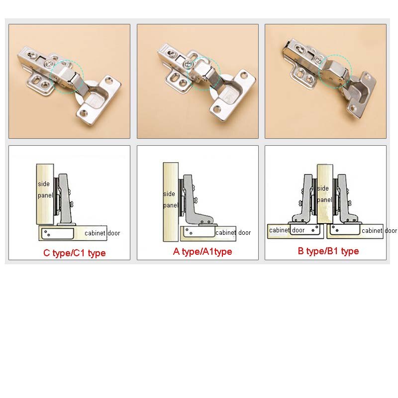 Half Overlay Stainless Steel Damping Hinges Hydraulic Hinge Buffer Cabinet Cupboard Door Hinges Furniture Hardware