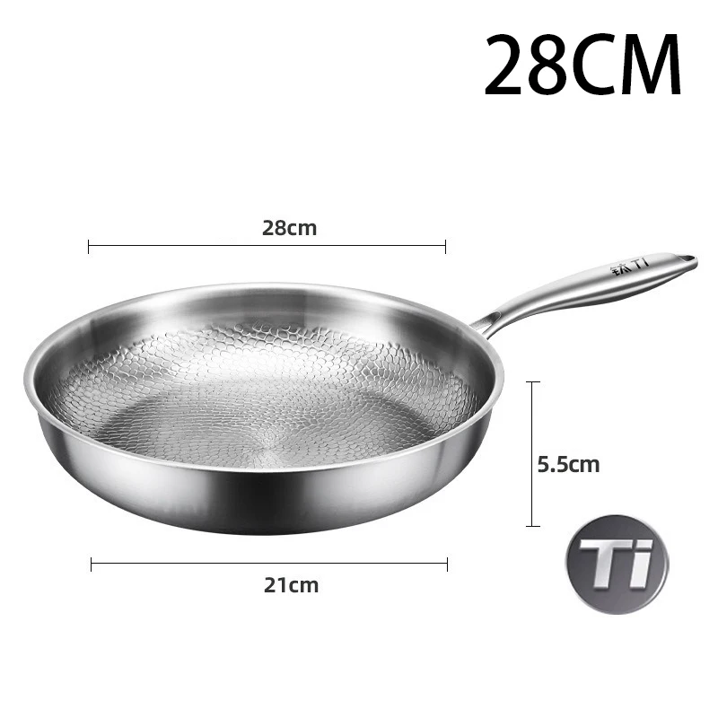26/28/30Cm Koekenpan Ongecoat Vis Schaal Hamer Patroon Puur Titanium Non Stick Pan Huishoudelijke Steak koekenpan Keuken Kookgerei: YELLOW