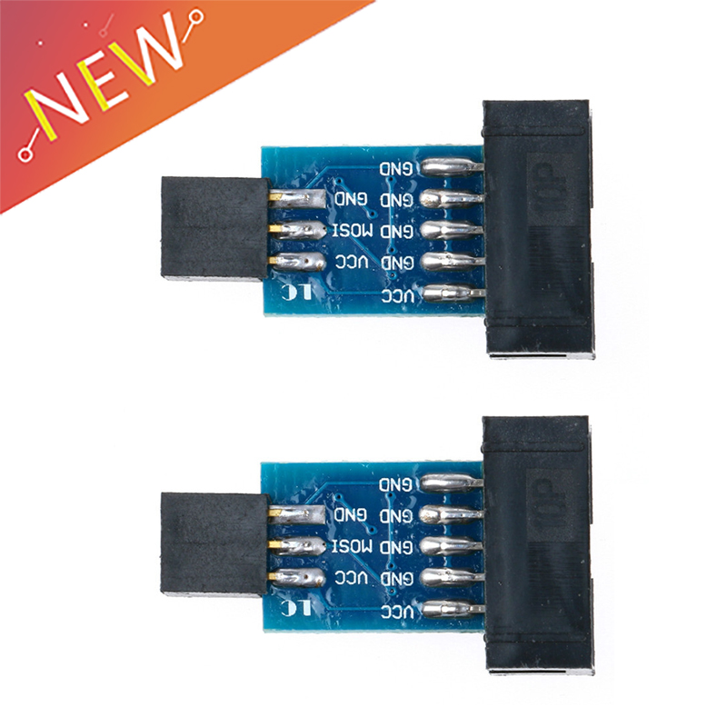 Conector de placa adaptadora para Arduino ISP, convertidor de interfaz AVR AVRISP USBASP estándar STK500, 2 piezas, 10 pines a 6 pines, piezas