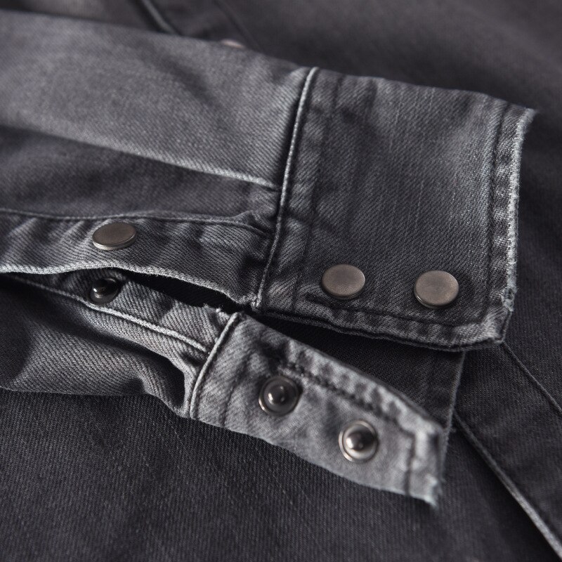Menn uformelt denim skjorte slank bomull langermet vår solide myke topper herre grå denim skjorte chemise homme
