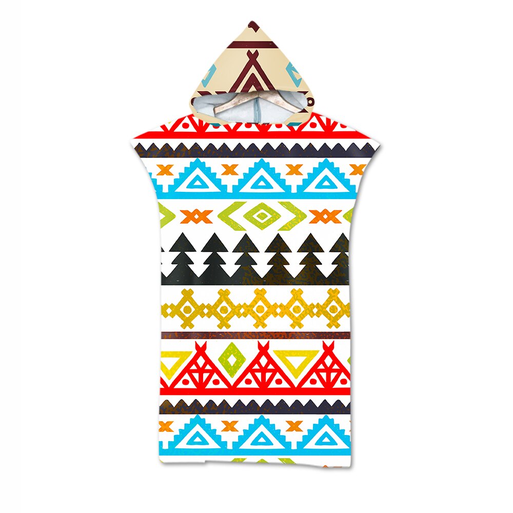 aztèque bohème géométrique Triangles Zigzags diamants rayures imprimer grand adulte Poncho à capuche piscine bain serviette de plage
