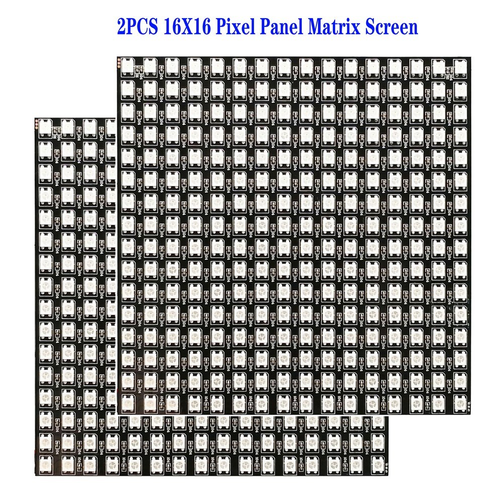 1~2PCS WS2812B 8X8 8x32 16x16 Pixel Panel Flexible Matrix Screen WS2812 IC RGB 5050 SMD Led Module Individually Addressable DC5V: Yellow