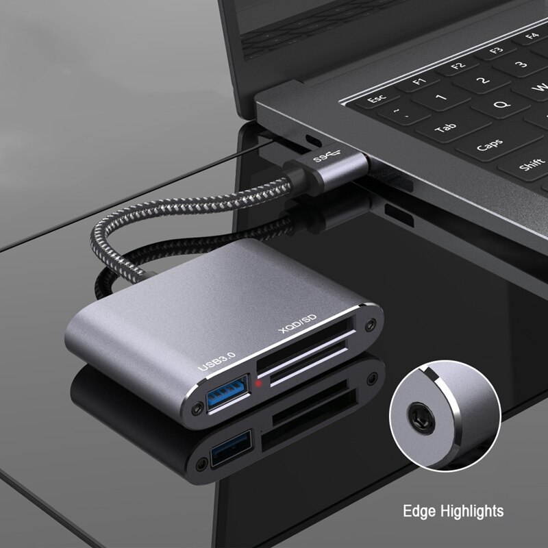 3 in1 XQD Kartenleser hoch Geschwindigkeit 5Gbps USB zu XQD/SD/USB 3,0 U Festplatte Karte Leser für PC Laptop