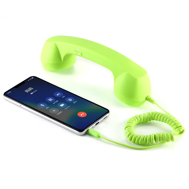 Telefoonhoorn 3,5 mm Klassiek, modieus Stijlvolle handsetontvanger Microfoonluidspreker voor telefoon Smartphone: green