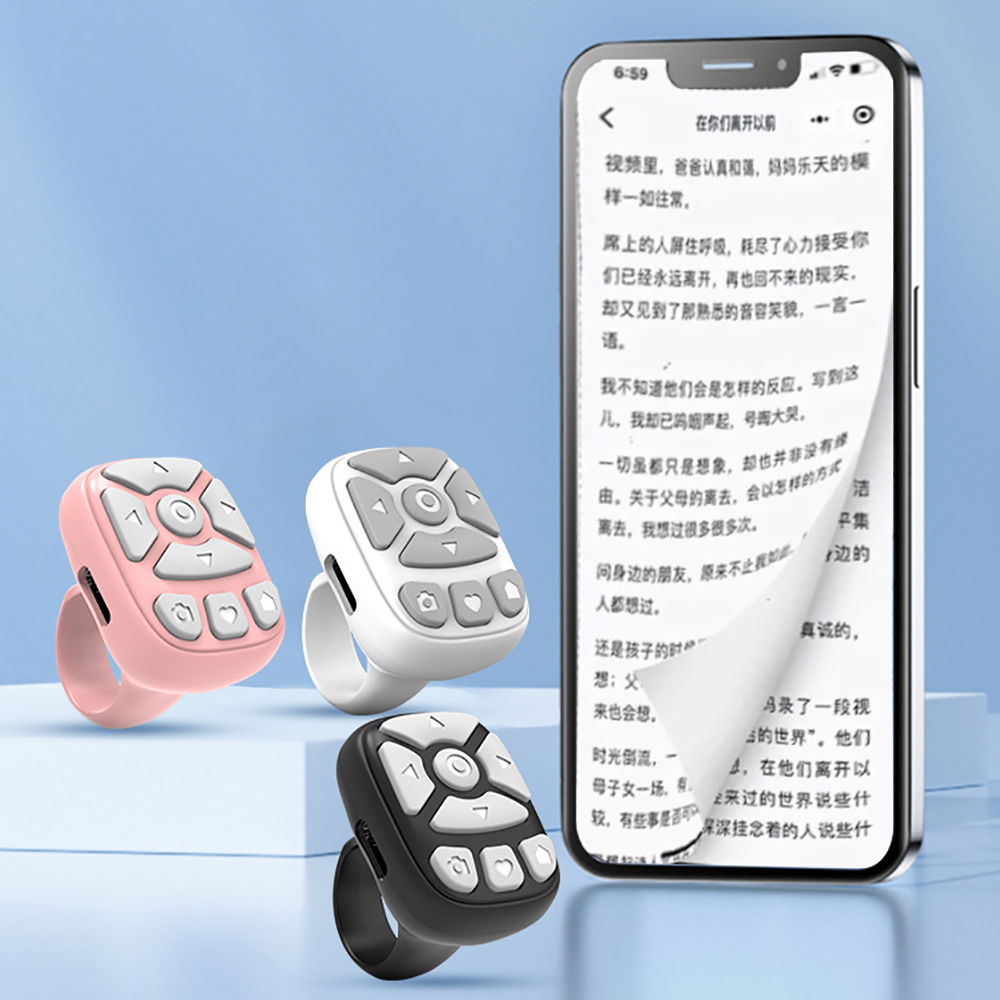 Anneau de télécommande sans fil compatible Bluetooth, pour téléphone portable iPhone, contrôleur de bâton de Selfie pour le tournage de Page Tiktok
