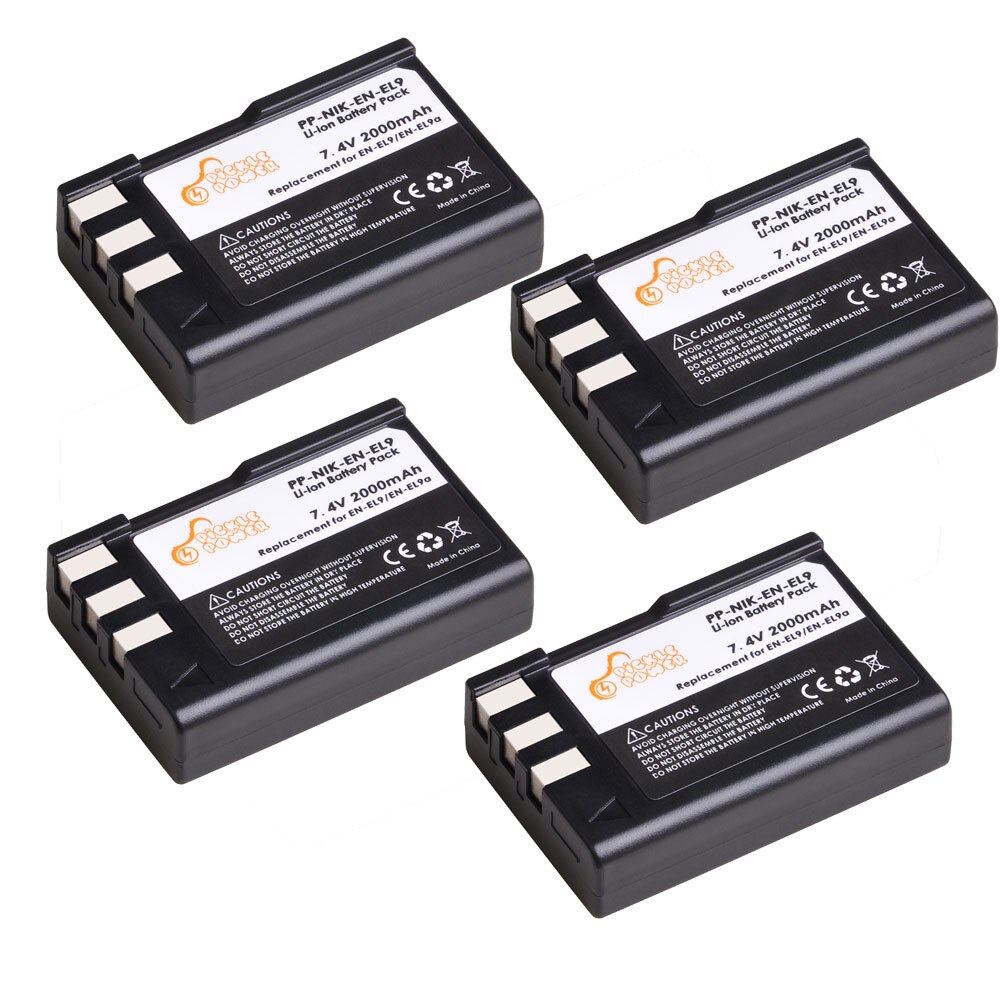 3 stuks 2000 mah en -el9 en-el9a en  el9 batterij + type-c led-laderkits voor nikon en -el9a d40 d60 d40x d5000 d3000 camera: 4 batterijen