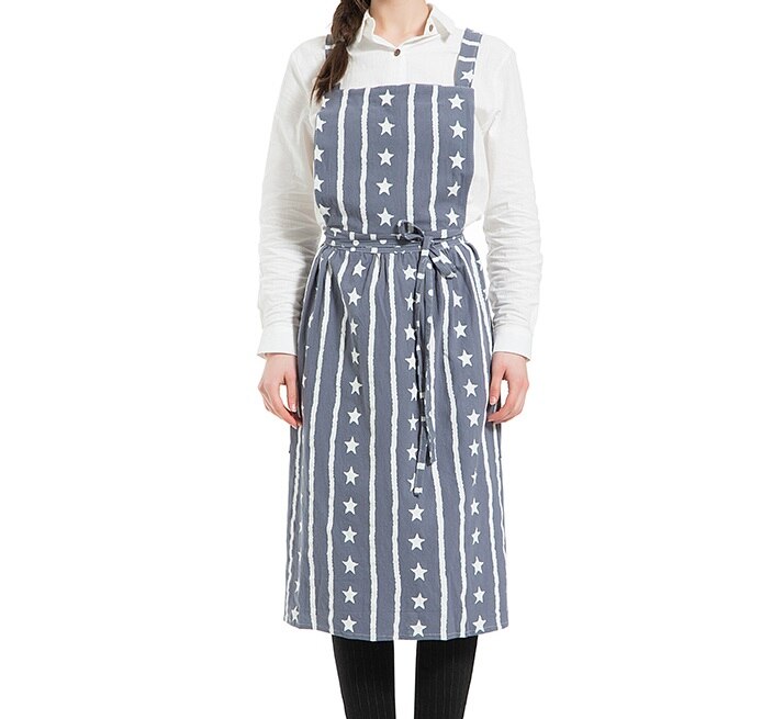 Pleated skirt cotton linen apron Women Cooking Kitchen Apron Work Uniform and flower shop apron for woman long dress smocks: 8