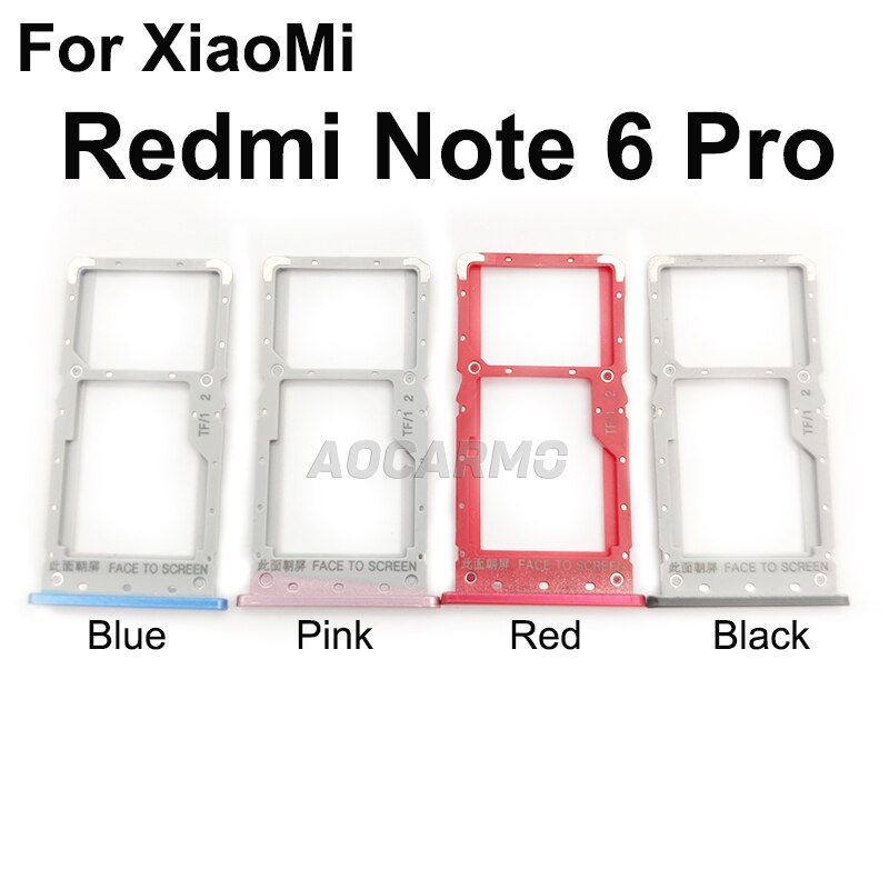 Aocarmo Metall Kunststoff Nano Sim Karte Tablett MicroSD Slot Halfter Ersatz Teil Für XiaoMi Redmi Hinweis 6 Profi 6Profi m1806e7