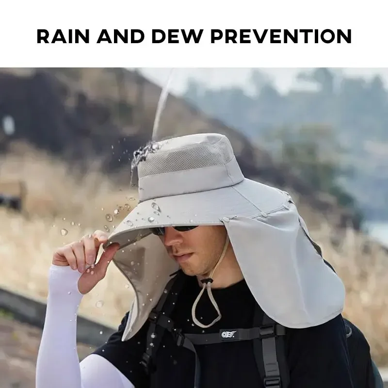 Zomerzonnescherm Vissen Fietspet Outdoor Zonnebrandcrème Gezichtsbedekkende Hoed Oversized Rand Vissershoofddeksels voor twee doeleinden