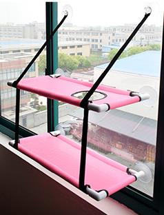 Chat hamac lit fenêtre pour animaux de compagnie perche siège monté étagère lit suspendu avec ventouses chats Kitty canapé se prélasser lit chats fenêtre balançoire: 2 Layer-Pink