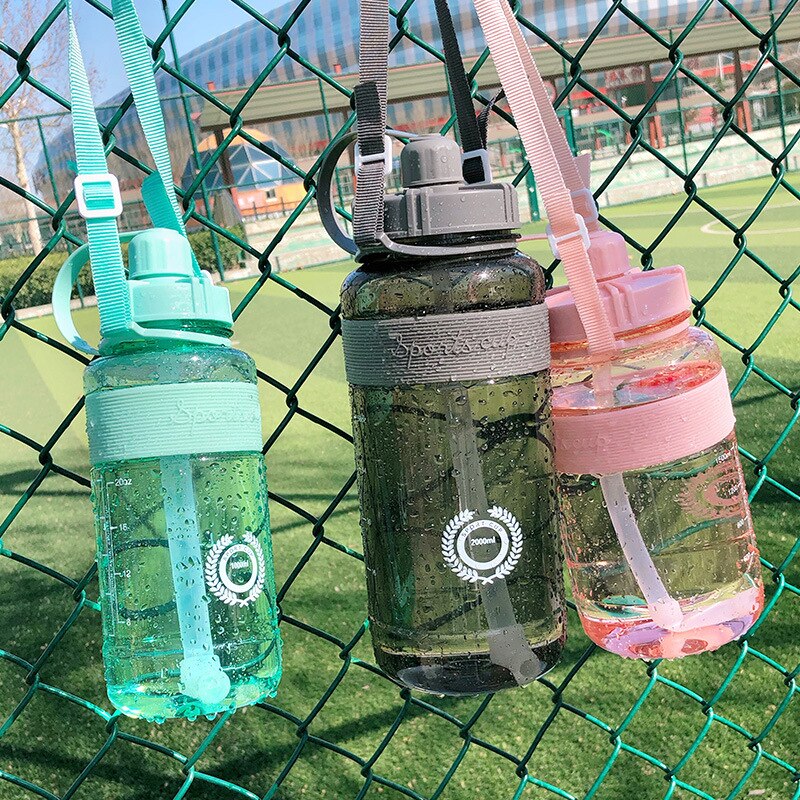 Grandes botellas de agua con capacidad de Fitness deporte al aire libre botella de agua portátil de escalada bicicleta libre de BPA para gimnasio taza botella de agua