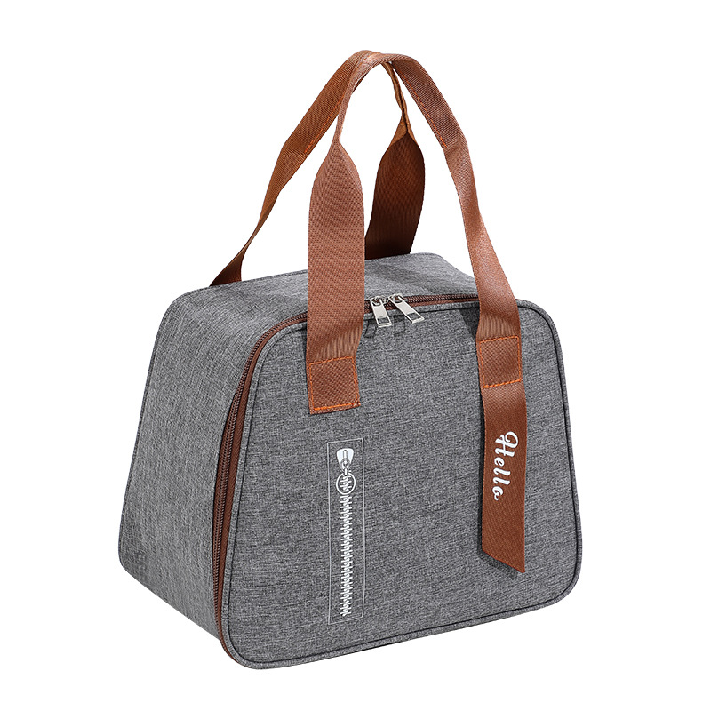 Large Capacity Fresh Cooler Bags Waterproof Oxford Portable Geometry Thermal Lunch Bag For Women Lunch Box Tote Picnic Food Bags: Gray