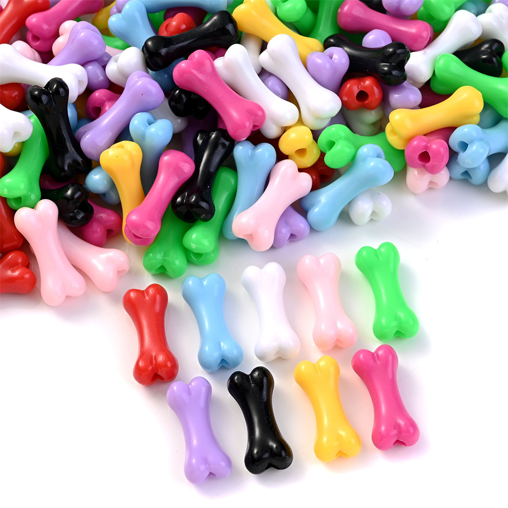 50 Uds. Cuentas acrílicas coloridas con forma de hueso, cuentas de hueso de cintura pequeña, pulsera DIY, collar, suministros para fabricación de joyas: Morado