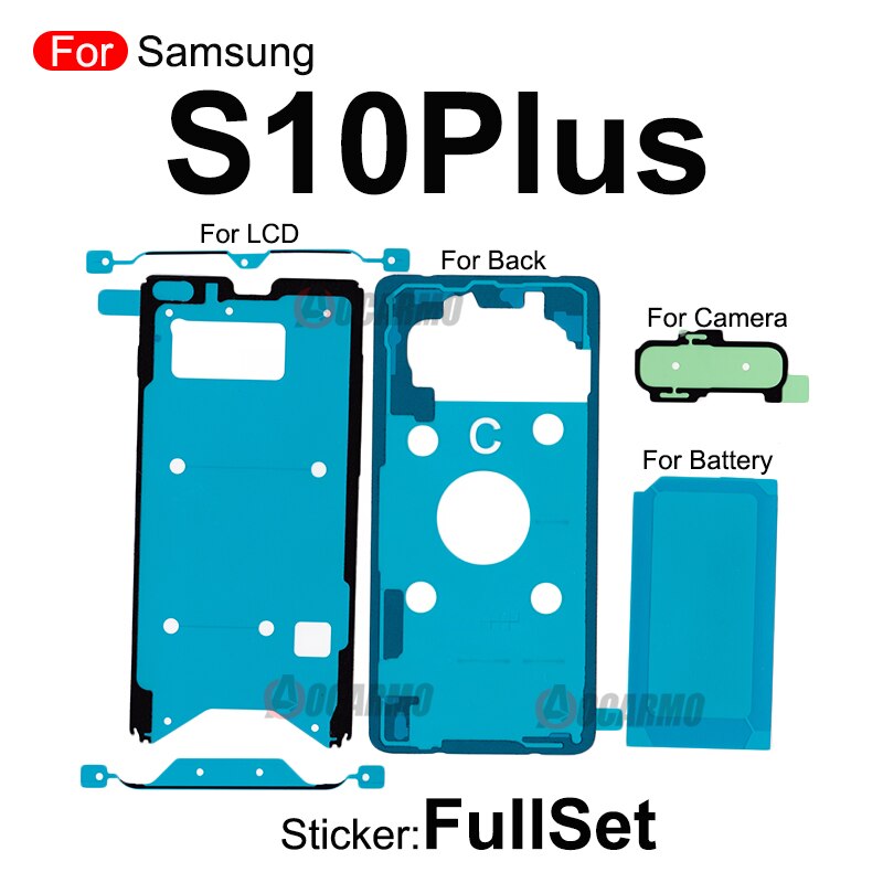 Pełny zestaw naklejek do Samsung Galaxy S10 Lite Plus S10+S10 5G S10E Przedni ekran LCD i tylna bateria Klej samoprzylepny Wymiana