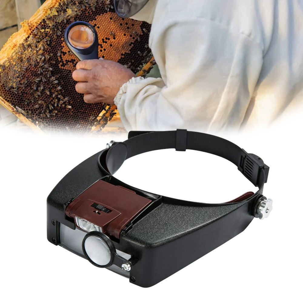 Beekeeping Headband Magnifying Glass With Led Lamp For Rearing Bee Queen Equipment With 5 Lens 1.0 - 6.0X Multiple Magnification