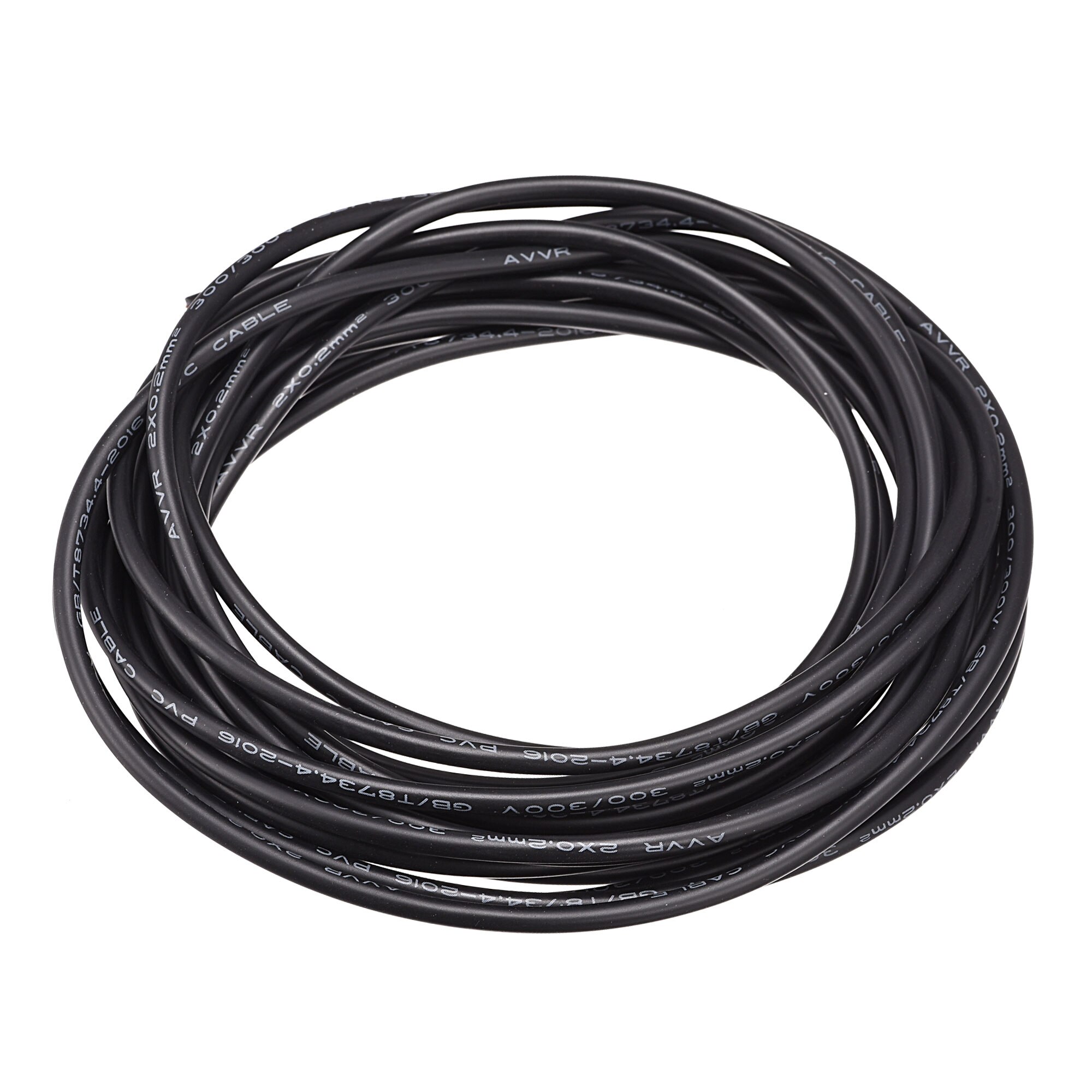 Uxcell Extension Wire Power Cable Copper Conductor 2 Core 24 AWG 16ft Black, Pack of 1