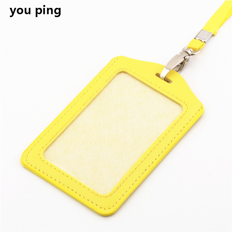 11 Colour PU Card Cover Bus Card Badge Lanyard Business Credit Cards Bank ID Card school supplies: Rose Red