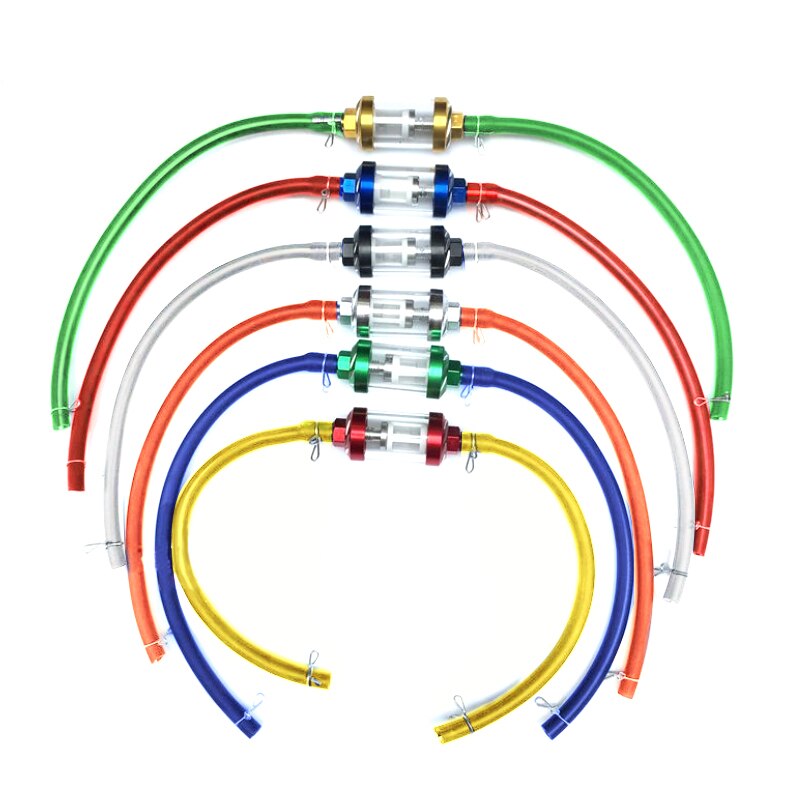ALCON-manguera de filtro en línea de gasolina para combustible de competición, filtro de combustible de Gas de 8mm, tubo de aceite y juego de abrazadera para motobicicleta, ATV, Quad, Scooter