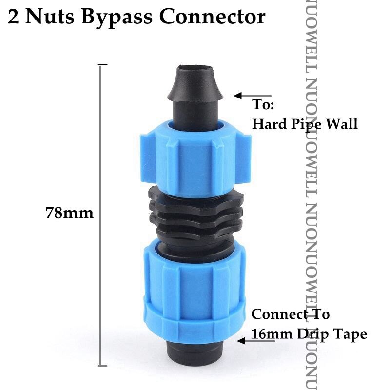 2 stücke 16mm Tropf Irrigaton Schlauch Anschlüsse Tropf Schlauch Armaturen Schloss Mutter Rohr Gelenke Micro Bewässerung System Garten Wasser stecker: 16mm 2Nut Bypass