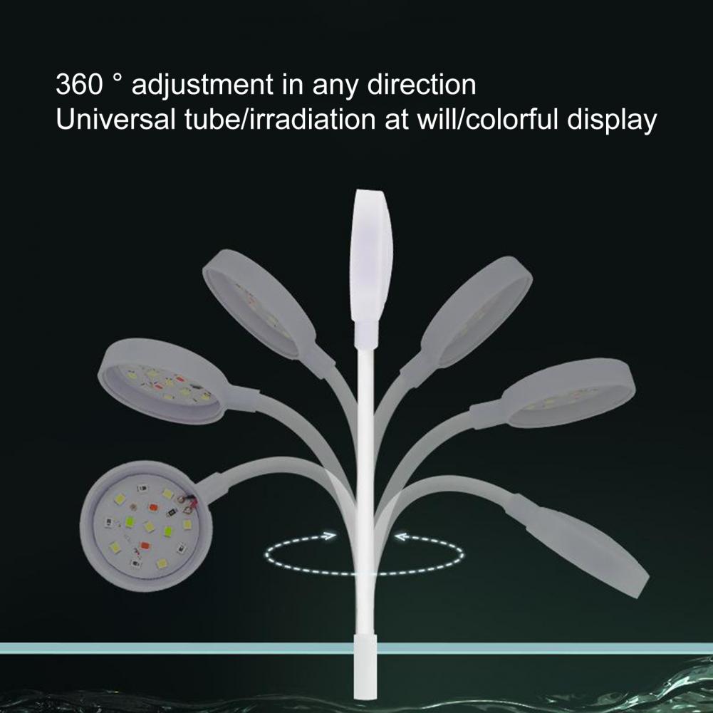 Luces para pecera, luz LED para acuario, 360 grados, ajustable, plástico, lámpara Universal impermeable para peceras con Clip de tubo