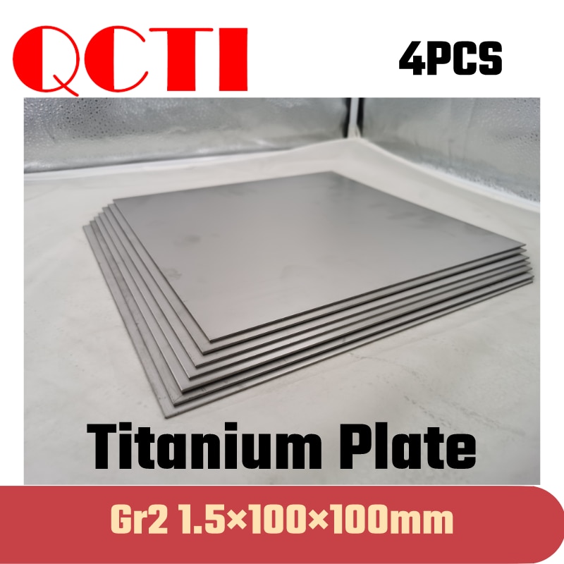 4pcs Gr2 Placa de Liga de Titânio Ti 6al-4v Folha 1.5*100*100 milímetros Para DIY OEM Fornecimentos Metais
