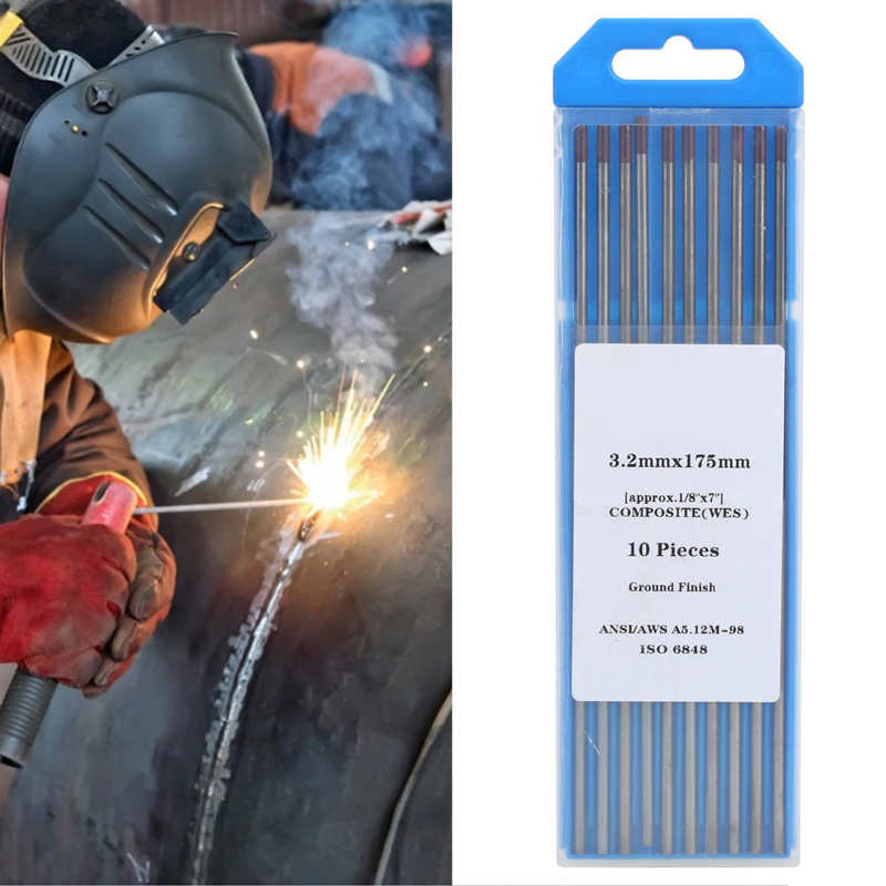 10pcs WES TIG Tungsten Electrode Purple Tip Welding Rod Soldering Consumable 0.13x6.9in Zirconiated Tungsten