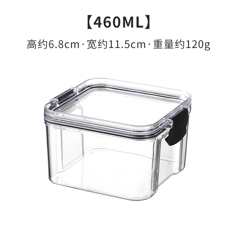 700/950/1300ML Food Storage Container Plastic Kitchen Refrigerator Noodle Box Multigrain Storage Tank Transparent Sealed Cans: 460ml-Translucent