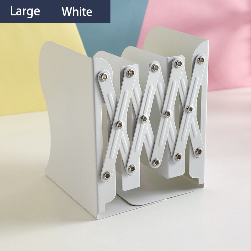 Estantería retráctil de Color, utilizada para estantes de libros, estantes ajustables, con soportes para bolígrafos, escritorios, suministros de oficina: Large-white