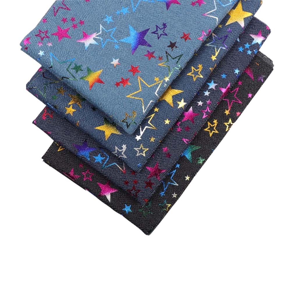 AHB 40*50CM Weichem Denim Stoff Bunte Folie Sterne Stoff NäHenne Decke Cowboy Handgemachte Handwerk Stoff DIY Kleidung taschen Materialien
