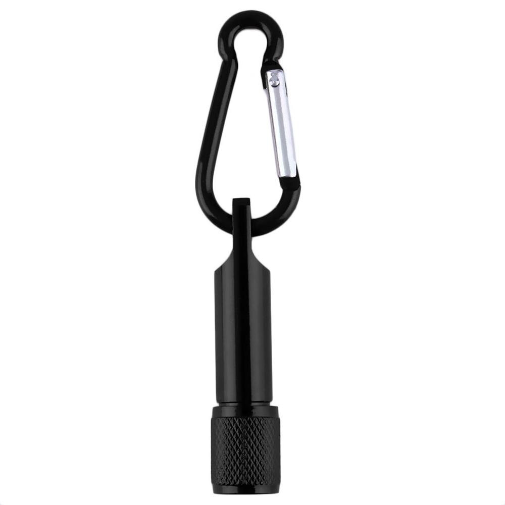 Bærbar mini lommelygte nøglering krog lampe lys lomme camping lommelygte aluminium nøglering lommelygte: Sort